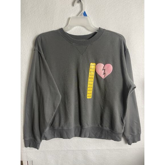 Women's Wildfox Graphic Broken Heart Print Crewneck Sweater Gray Size Medium - Picture 4 of 15